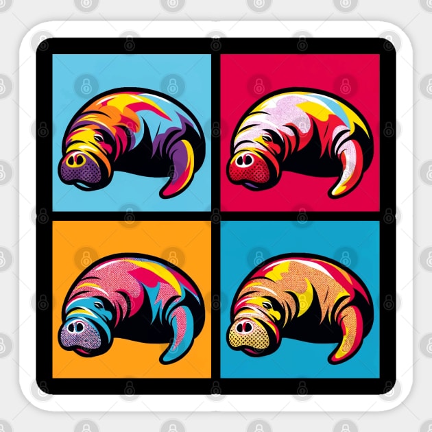 Pop Manatees Art - Trendy Marine Life Sticker by PawPopArt